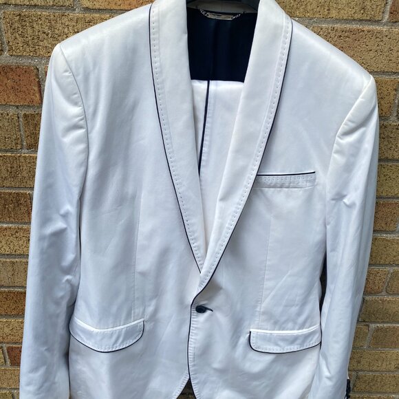 Dolce & Gabbana White Tuxedo Suit Jacket Wedding Suit & Pants Size 44R Size 36W - Picture 5 of 16